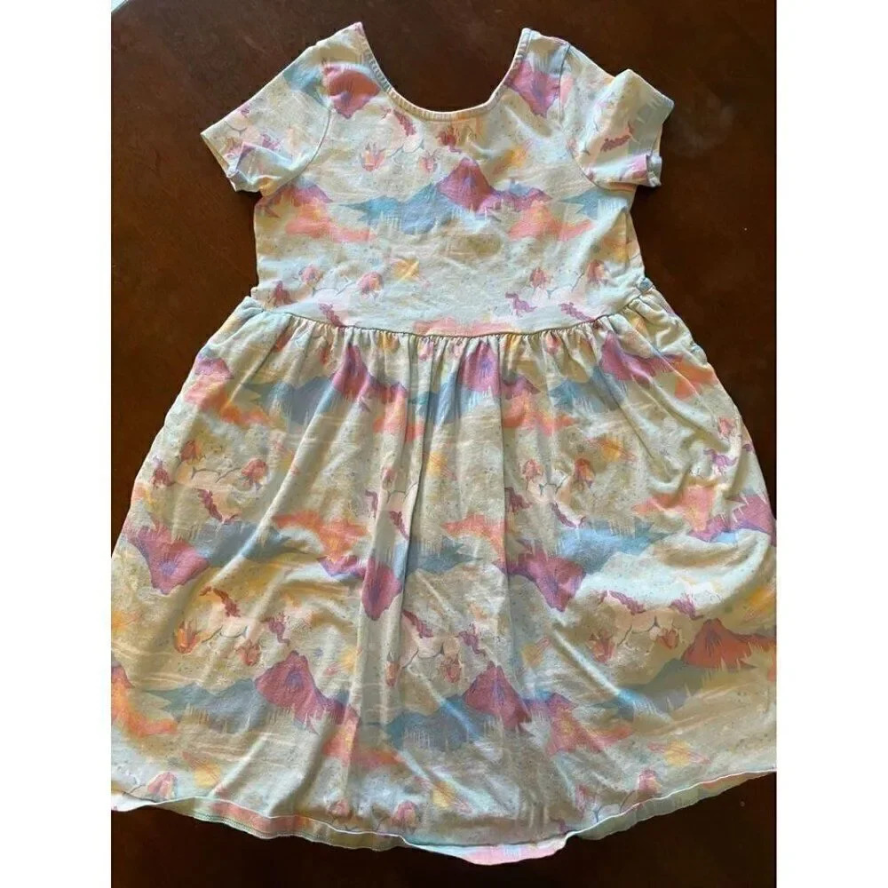 Lands' End Girls' Dress size 8 plus; unicorn, whimsical print; 100% cotton